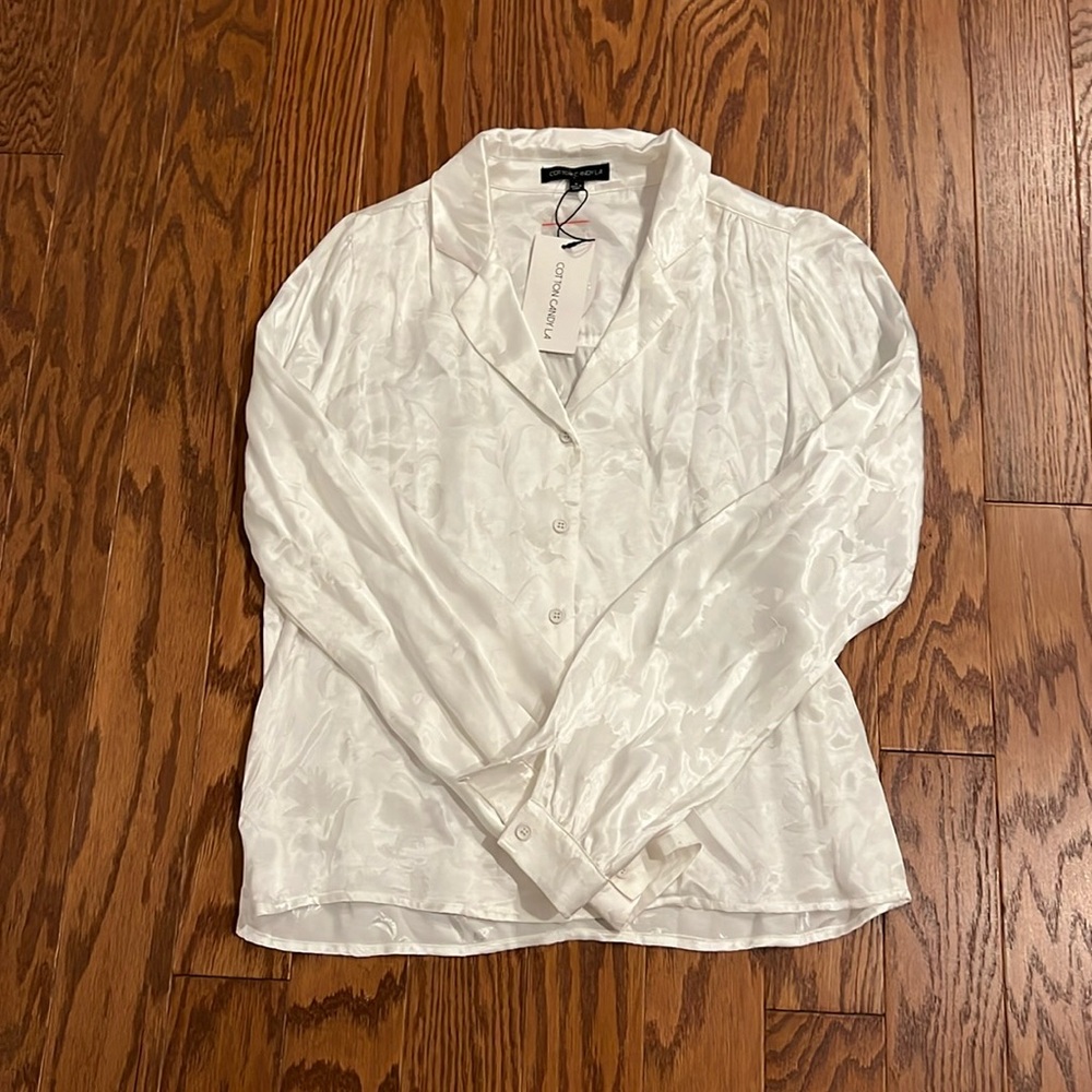 Long sleeve silk blouse